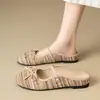 Zapatos Mary Jane Planos Tejidos de Punta Cerrada sin Cordones con Lazo Estilo Francés Nuevos de Verano para Mujer
