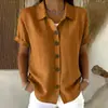 Camisa casual de manga corta de color liso con cuello y botones, cómoda, holgada, transfronteriza europea y americana, 2026 Amazon primavera/verano