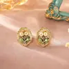 Collar de Perlas de Agua Dulce Estilo Pintura al Óleo Jardín de Monet para Mujer, Lujo Ligero, Moderno, Versátil, Cadena para Clavícula Estilo Chino Nuevo con Goteo de Esmalte