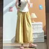 Pantalones anchos con volantes estilo coreano para mujer, nuevo modelo verano 2026, de cintura alta, pierna recta, seda helada, secado rápido, holgados, casual