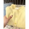 Recomendação da classe CHAO! Amarelo Cremoso Branco Retro Botão Pequeno Dourado Lã Macia Cera Malha Cardigã Suéter Feminino Outono e Inverno