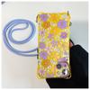 Funda con cordón para iPhone 15, estilo Ins, con flores a color y pantalla completa para Apple Pro Max 16, bolso cruzado completo