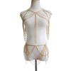 Corrente de Corpo Multicamadas para Mulheres, Corrente de Cintura de Metal Personalizada, Ornamento de Peito, Embalagem Individual, Acessório de Vestido