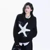 Suéter Pulôver Bordado de Estrela do Mar Cartoon em Cor Contrastante Estilo Casal Outono e Inverno Novo Estilo Coreano Solto Estilo Preguiçoso Top de Tricô