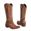 Botas western leves de comércio exterior para mulheres, outono e inverno, tamanho grande, botas de cano alto, bico fino, versátil, botas femininas de salto médio, sem cadarço com salto quadrado