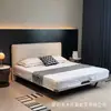 Cama matrimonial minimalista italiana, marco de cama ultradelgado, cama tapizada, marco de acero empotrado, cama flotante, ahorradora de espacio para dormitorios pequeños, cama individual