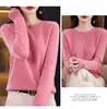 Suéter de Lana 100% para Mujer de Primera Línea, Suéter de Punto de Lana Pura, Cuello Redondo, Suéter Pulóver Versátil, Camiseta Base Holgada