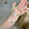 Pulsera de Hilo con Perlas de Jade Blanco Fantasma Natural Hecha a Mano con Perlas Swarovski, Diseño de Nicho, Fresca y de Moda, Versátil y Favorecedora