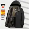 Directo del fabricante, con forro polar y engrosado, abrigo de algodón de invierno de longitud media con capucha desmontable, cálido, a prueba de frío y cortavientos, abrigo de algodón para hombre M879