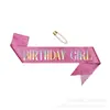 Cinta de Hombro para Fiesta de Cumpleaños Transfronteriza Chica o Reina de Cumpleaños Cinta de Etiqueta Chica de Cumpleaños Cinta con Lámina de Oro
