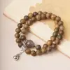 Venta directa de pulseras DIY de sándalo verde de doble bucle, tamaño de 8MM, unisex, rosarios de estilo chino, joyería, artículos culturales, venta al por mayor y dropshipping desde el fabricante