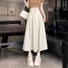 Falda de Tela para Traje con Caída para Mujer Primavera y Otoño Nueva Casual de Línea A Cintura Alta Ajustada Estilo Coreano Estudiante Falda Larga