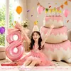 Globo grande de pastel rosa decoración de cumpleaños ambientación de escena para el primer cumpleaños de niñas fiesta infantil con sentido de ceremonia pared de fondo