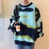 Suéter Gola Redonda Masculino Outono e Inverno Estilo Hong Kong Vintage Marca de Moda Casaco Suéter Tricotado de Casal