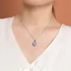 Yuebao Joias Água-Marinha Prata Esterlina S925 Estilo Retrô Inlaid Diamante Estilo Coroa Versátil Estilo para o Dia a Dia Ruyi Losango Pingente Feminino