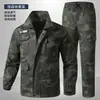 Conjunto de Roupa de Trabalho Elástica para Primavera e Outono para Homens e Mulheres, Roupa Camuflada, Roupa de Trabalho com Linha de Algodão para Reparo Automotivo e Soldagem, Roupa de Proteção do Trabalho Anti-Escaldante e Resistente ao Desgaste
