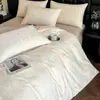 Conjunto de Roupa de Cama Quatro Peças de Algodão de Fibra Longa 60s Lavado, Toda em Algodão, Espessado, Escovado, Luxo Leve Classe A, Jacquard Bordado Tridimensional, Roupa de Cama 100% Algodão