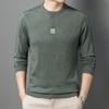 Suéter de Punto Redondo 2025 Primavera y Otoño Nuevo Estilo Suéter para Hombres Jóvenes y de Mediana Edad Estilo Coreano Camiseta Fina para Hombres Estilo Popular