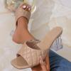 Sandalias de Tacón Cuadrado Casual de Color Sólido de Talla Grande para Verano 2025 Ropa Exterior Venta Directa de Fábrica Comercio Exterior Transfronterizo Calzado para Mujer