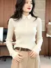 Otoño Invierno 2026 Nuevo Estilo Elegante Nicho Hombro Recto Cuello POLO Capa Base Adelgazante Tejido de Punto Ropa Interior Suéter Grueso para Mujer