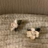 Aretes de Laca Floral Estilo Francés para Mujer, Vintage Barroco Estilo Hong Kong, Aretes de Botón de Diseño Nicho, Nuevo Modelo 2022