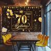 Amazon Nueva Tela de Bandera Tema Negro Dorado Decoración de Cumpleaños Banner Feliz Cumpleaños Fondo de Fotografía Tela de Bandera