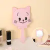 Espelho de Maquiagem Portátil Fofo de Gato de Desenho Animado para Meninas Espelho com Alça Portátil Atacado de Fábrica
