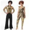 Traje de Halloween para Hombre Pareja Retro Años 70 Europeo y Americano Disco Hippie Performance de Baile para Adultos Hombres y Mujeres