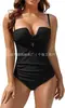 Traje de baño de una pieza para mujer Amazon Push-Up Cruzado Control de Barriga sin Tirantes de Soporte Adelgazante