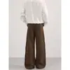 Comércio Exterior Design Desconstruído Retrô Americano Calça Cargo Lavada para Homens e Mulheres Solta Casual Plissada Reta Calça Caída