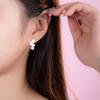 Pendientes de Aguja de Plata de Ley Japoneses y Coreanos Exquisitos Circonita Microincrustada Joyería Pendientes de Amor para Mujer Pendientes de Moda Sencillos Pequeños Versátiles