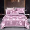 Conjunto de Luxo de Algodão Jacquard Cetim Estilo Europeu Quatro Peças, Conjunto de Cama de Casamento Bordado de Algodão Puro, Venda por Atacado do Fabricante
