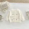 Novedades Otoño 2026 Cárdigan de Punto para Bebé de Manga Larga para Niña con Cuello de Encaje y Estampado de Corazón Suéter Ropa Exterior Elegante