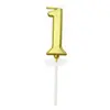 Vela digital de aniversário dourada banhada a ouro com suporte inferior 0-9 Festa comemorativa de Dia dos Namorados plug-in para bolo suprimentos de panificação