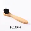 Cepillo para zapatos de crin de caballo con mango largo de madera de haya, cepillo bicolor marrón, mango de madera, cabeza redonda pequeña, cepillo de crin para aplicación de betún, directo de fábrica