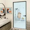 Anti-Miradas, Azul Opaco Gato Dibujo Animado Pegatina Película para Cristal de Puerta y Ventana de Baño, Privacidad Totalmente Cubierta, Protección Solar