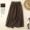 Foto real, vem com um cinto, saia feminina vintage com cintura elástica, saia midi elegante em linha A que afina, saia midi elegante