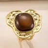 Anillo Transfronterizo Nuevo de Acero Inoxidable Presión de Aceite Piedra Natural Irregular Anillo de Pareja Retro Joyería de Acero de Titanio de Alta Gama