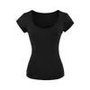 Camiseta Ajustada de Manga Corta, Ligeramente Transparente, Escote Profundo en U, Estilo Puro Deseo Sexy para Mujer, Versión Coreana Verano 2025, Top Interior Corto Realza el Busto