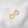 Pendientes de Tachuela de Perla Francesa de Lujo Ligero Aguja Plateada Diseño Retro Coreano Pendientes de Ojo de Gato Luna Estrella Puños de Oreja de Zirconia Súper Brillantes