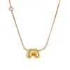 Colar com pingente fofo de design de nicho europeu e americano, aço inoxidável banhado a ouro 18K, letra de bolha, zircônia unilateral, colar de corrente S para mulheres
