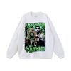 Camiseta de manga larga lavada con estampado de estrella de hip hop de estilo americano para hombres y mujeres, estilo retro, camiseta holgada de otoño
