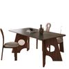 Mesa de Comedor Rectangular Moderna Simple de Madera Maciza Estilo Wabi-Sabi con Pizarra para Apartamento Pequeño Color Fresno Nogal y Sillas