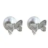 Pendientes de Perla Hueca de Mariposa Franceses Antiguos Ligeros Medios Vintage Pendientes Artísticos Retro de Lujo Ligero Pendientes Avanzados