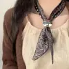 Bufanda Collar de Tela de Lunares y Cachemir, Cadena para Suéter de Diseño Simple Retro, Accesorio Elegante de Lujo Ligero de Alta Gama