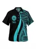 Cor Tahiti Havaí Impressão Digital 3D Tahiti Polinésio Manga Curta Camisa de Renda Casual