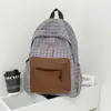 Nova Mochila Escolar Estilo Coreano de Comércio Exterior para Meninas do Ensino Fundamental Mochila Casual Xadrez Versátil Grande Capacidade Mochila de Duas Alças para Ensino Médio Personalização