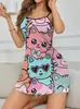 Comércio Exterior Transfronteiriço Europeu e Americano Amazon Xiyin Mais Vendido Verão Novo Pijama Feminino Estampa de Vaca Alça Longa Camisola Noturna Novo