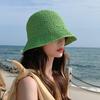 Sombrero de Pescador Falso de Paja Fresca de Playa Celebratorio Neto para Mujeres Verano Plegable de Paja para Sombrilla Protección Solar de Verano
