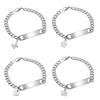 Los fabricantes suministran al por mayor pulseras de acero inoxidable para niños, joyería, bricolaje, letras láser personalizadas, pulsera larga, marea